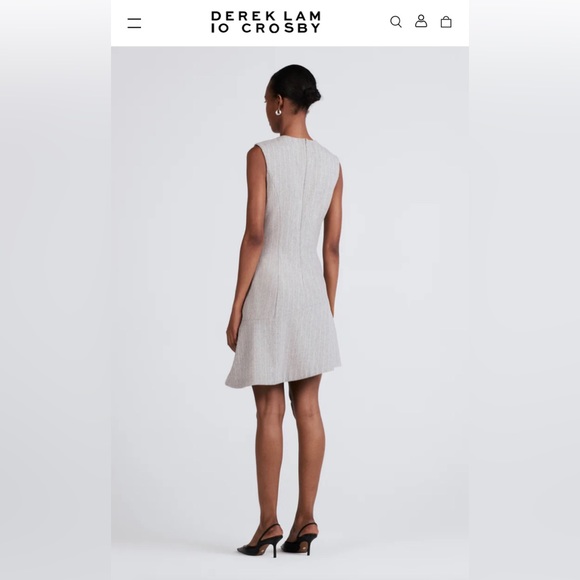 MEI SLEEVELESS ASYMMETRICAL HEM DRESS grey and white NWT size 6 - Picture 4 of 5